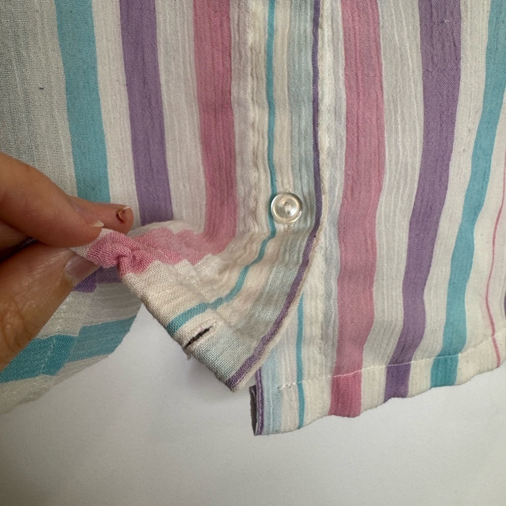 Vintage Striped pastel cropped rework Women's blouse - Picture 3 of 5